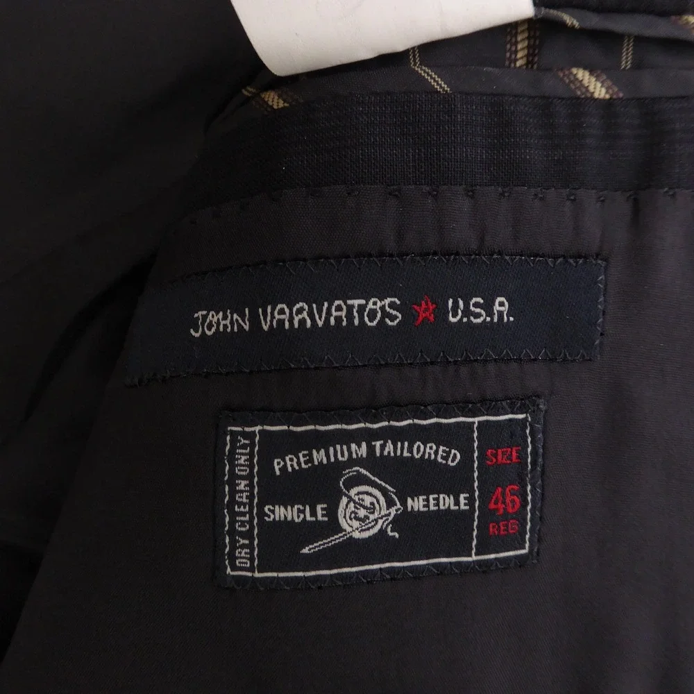 John Varvatos USA Mens Blazer Black Bedford Plaid Wool 46R
